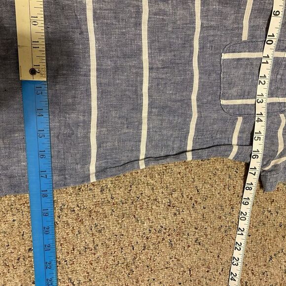 Blue & White Striped 100% Linen Light Casual Dress Mini-Dress Lou & Grey Size XS - Picture 2 of 9